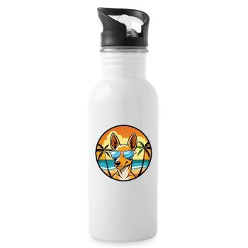 Podenco Ibizenco Hunderasse Cartoon Sonnenbrille Strand - Trinkflasche mit integriertem Trinkhalm - Weiß - Rechts
