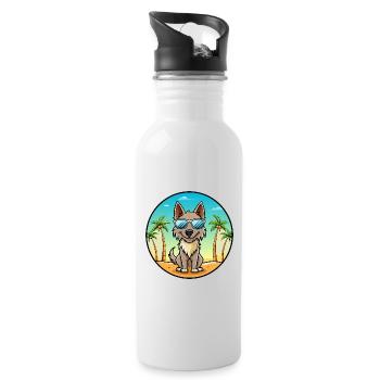 Berger Picard Hunderasse Cartoon Sonnenbrille Strand - Trinkflasche mit integriertem Trinkhalm - Weiß - Rechts