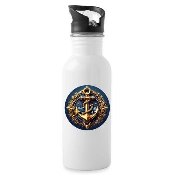 Anchor Logo - Water bottle with straw - white - Right