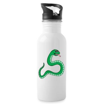Schlange - Trinkflasche mit integriertem Trinkhalm - Weiß - Rechts