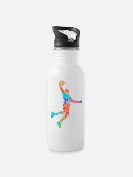 Basketballspieler Basketballer Jungen Basketball - Trinkflasche mit integriertem Trinkhalm - Weiß