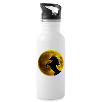 Vollmond Pferd - Trinkflasche mit integriertem Trinkhalm - Weiß - Rechts