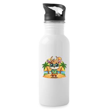 Antelope Funny Cartoon Summer Beach Sunglasses - Water bottle with straw - white - Right