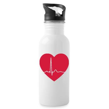 Herzschlag-EKG-Linie Medizinischer Pulswellen-Ikon-Vektor - Trinkflasche mit integriertem Trinkhalm - Weiß - Rechts
