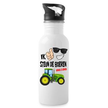 farmers protest with enough is enough for the farmers - Water bottle with straw - white - Right