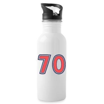 70. 70 ANS. 70e ANNIVERSAIRE. ANNIVERSAIRE 70 ANS. - Gourde avec paille intégrée - blanc - Droite