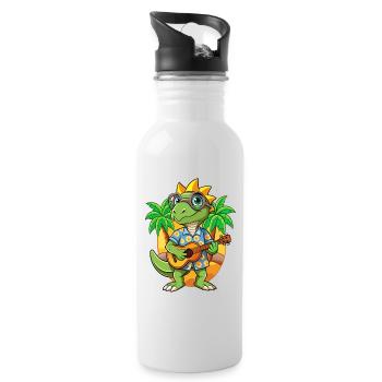 Lustige Eidechse Sommer Strand Sonnenbrille Hawaiianisch - Trinkflasche mit integriertem Trinkhalm - Weiß - Rechts
