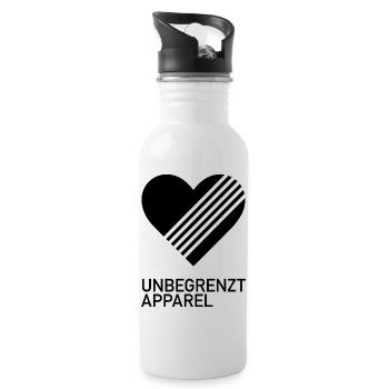 UNBEGRENZT LOVE by Unbegrenzt Apparel - Trinkflasche mit integriertem Trinkhalm - Weiß - Rechts