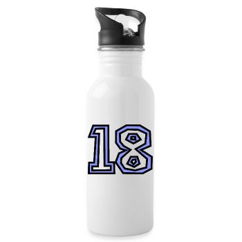 18. 18 JAHRE ALT. 18-JÄHRIGES JUBILÄUM. GEBURTSTAG 18 JAHRE. - Trinkflasche mit integriertem Trinkhalm - Weiß - Rechts
