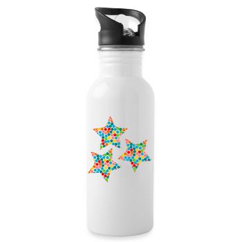 STERN. STERNE. STERN. STERNE. FEST. JAHRESTAG - Trinkflasche mit integriertem Trinkhalm - Weiß - Rechts