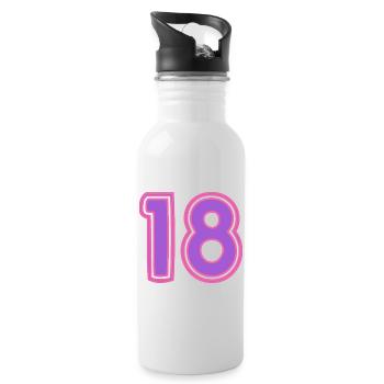 18. 18 JAHRE ALT. 18-JÄHRIGES JUBILÄUM. GEBURTSTAG 18 JAHRE. - Trinkflasche mit integriertem Trinkhalm - Weiß - Rechts