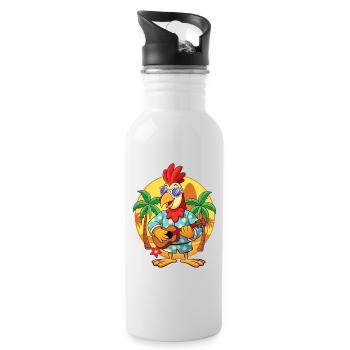 Lustige Hahn Cartoon Sommer Strand Sonnenbrille - Trinkflasche mit integriertem Trinkhalm - Weiß - Rechts