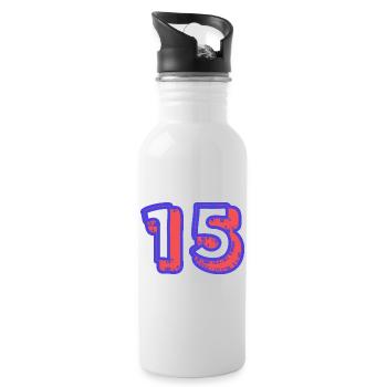 15. 15 ANS. 15e ANNIVERSAIRE. ANNIVERSAIRE 15 ANS. - Gourde avec paille intégrée - blanc - Droite