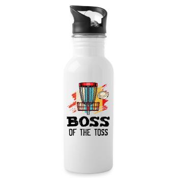 The Toss Discgolf Retro Frisbee Geschenk - Trinkflasche mit integriertem Trinkhalm - Weiß - Rechts
