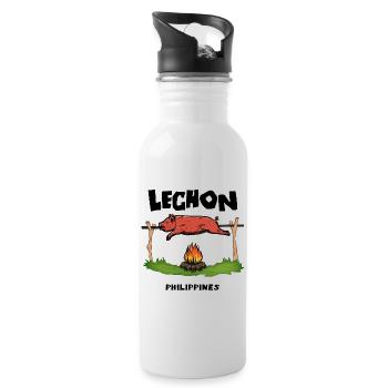 Lechon Philippines Cochon de lait Cebu Manille Cadeau - Gourde avec paille intégrée - blanc - Droite