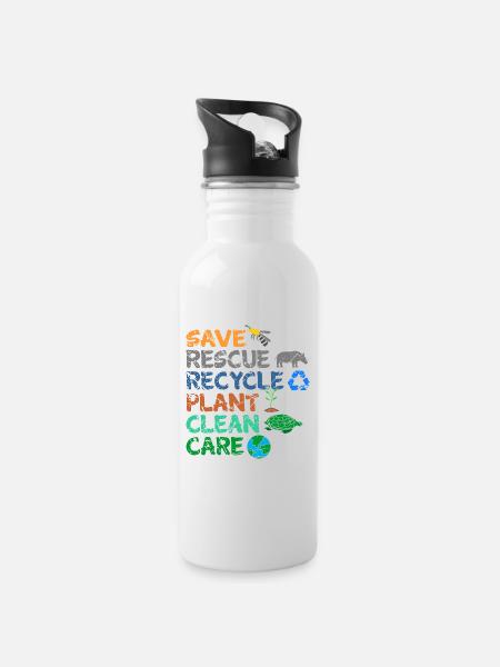 Umweltschützer Grüne Umweltschutz Spruch Öko - Trinkflasche mit integriertem Trinkhalm - Weiß