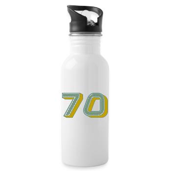 70. 70 YEARS. 70th ANNIVERSARY. 70 YEARS ANNIVERSARY. - Water bottle with straw - white - Right