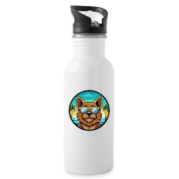 Griffon Bruxellois Hunderasse Cartoon Sonnenbrille - Trinkflasche mit integriertem Trinkhalm - Weiß - Rechts