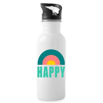 HAPPY. HAPPINESS. FREEDOM. - POSITIV. POSITIV - Trinkflasche mit integriertem Trinkhalm - Weiß - Rechts