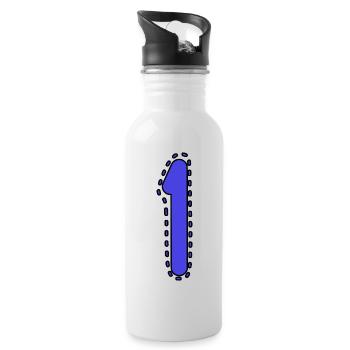 1. 1 JAHR. 1. JAHRESTAG. 1 JAHR GEBURTSTAG - Trinkflasche mit integriertem Trinkhalm - Weiß - Rechts