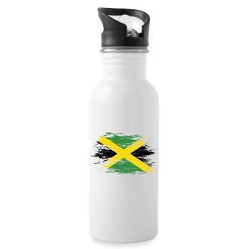 Drapeau de la Jamaïque utilisé - Gourde avec paille intégrée - blanc - Droite