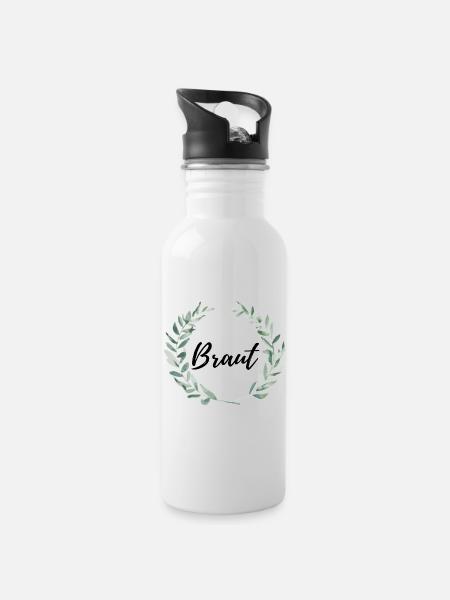 Braut - Trinkflasche mit integriertem Trinkhalm - Weiß