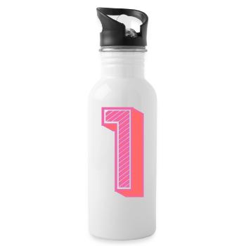 1. 1 JAHR. 1. JAHRESTAG. 1 JAHR GEBURTSTAG - Trinkflasche mit integriertem Trinkhalm - Weiß - Rechts