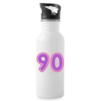 90. 90 ANS. 90e ANNIVERSAIRE. ANNIVERSAIRE 90 ANS. - Gourde avec paille intégrée - blanc - Droite
