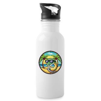 Schlange Lustige Cartoon Sommer Strand Sonnenbrille Cool - Trinkflasche mit integriertem Trinkhalm - Weiß - Rechts
