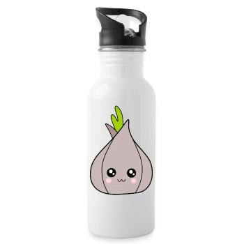 Kawaii Zwiebel Knoblauch Kawaii Gemüse Kawaii Obst - Trinkflasche mit integriertem Trinkhalm - Weiß - Rechts