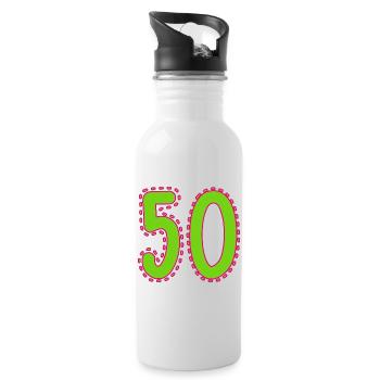 50. 50 YEARS. 50th ANNIVERSARY. 50 YEARS ANNIVERSARY. - Water bottle with straw - white - Right