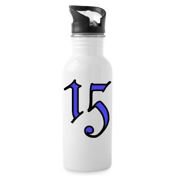15. 15 ANS. 15e ANNIVERSAIRE. ANNIVERSAIRE 15 ANS. - Gourde avec paille intégrée - blanc - Droite