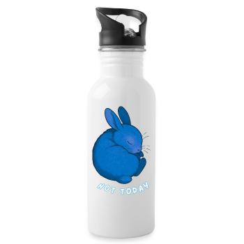 Lapin - Pas aujourd’hui - Gourde avec paille intégrée - blanc - Droite