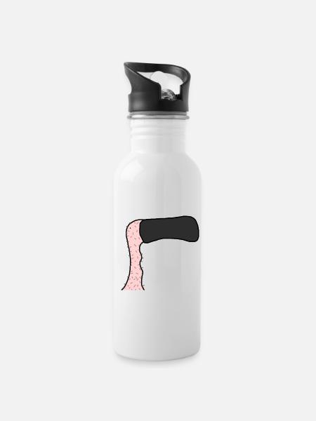 Ente nackt - Trinkflasche mit integriertem Trinkhalm - Weiß