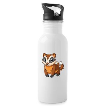 Dachs Niedliches Maskottchen Zeichentrickfigur Kawaii - Trinkflasche mit integriertem Trinkhalm - Weiß - Rechts