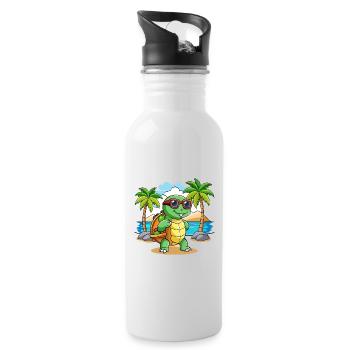 Turtle Funny Cartoon Summer Beach Sunglasses - Water bottle with straw - white - Right
