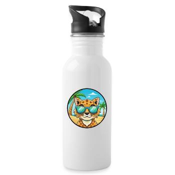 Australische gefleckte Nebelkatzenrasse Cartoon Beach - Trinkflasche mit integriertem Trinkhalm - Weiß - Rechts