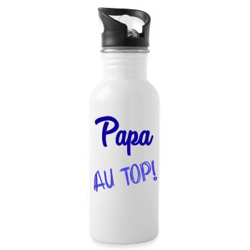 FROHER VATERTAG. PAPA. VATERTAG - Trinkflasche mit integriertem Trinkhalm - Weiß - Rechts
