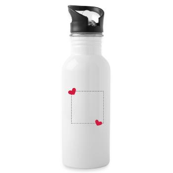 Herz Rahmen Ornament Linie Dekoration - Trinkflasche mit integriertem Trinkhalm - Weiß - Rechts