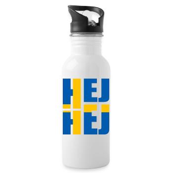 SCHWEDISCH HEJ HEJ SCHWEDEN - Trinkflasche mit integriertem Trinkhalm - Weiß - Rechts