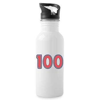 100. 100 YEARS. 100th ANNIVERSARY - Water bottle with straw - white - Right