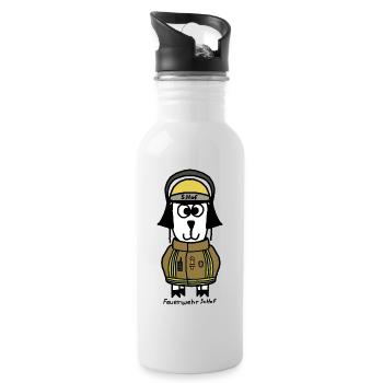 Feuerwehr ScHoF - Trinkflasche mit integriertem Trinkhalm - Weiß - Rechts