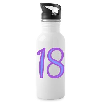 18. 18 JAHRE ALT. 18-JÄHRIGES JUBILÄUM. GEBURTSTAG 18 JAHRE. - Trinkflasche mit integriertem Trinkhalm - Weiß - Rechts