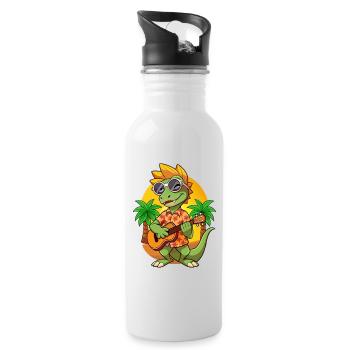 Lustige Eidechse Cartoon Sommer Strand Sonnenbrille - Trinkflasche mit integriertem Trinkhalm - Weiß - Rechts
