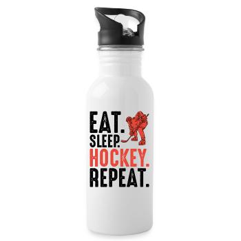 Silhouette du joueur de hockey rouge - Gourde avec paille intégrée - blanc - Droite