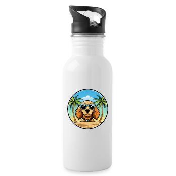 Norfolk Spaniel Hunderasse Cartoon Sonnenbrille Strand - Trinkflasche mit integriertem Trinkhalm - Weiß - Rechts