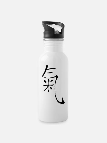 chi qi energie - Trinkflasche mit integriertem Trinkhalm - Weiß