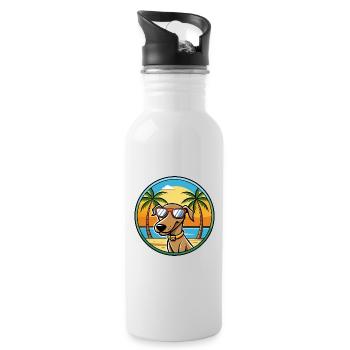 Plott Hound Hund Rasse Cartoon Sonnenbrille Strand - Trinkflasche mit integriertem Trinkhalm - Weiß - Rechts