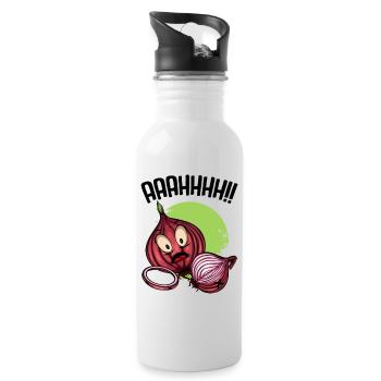 Zwiebelchaos Neon Illustration - Trinkflasche mit integriertem Trinkhalm - Weiß - Rechts