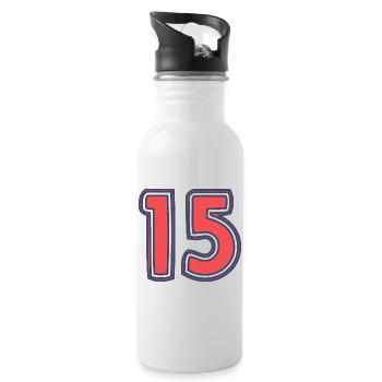 15. 15 ANS. 15e ANNIVERSAIRE. ANNIVERSAIRE 15 ANS. - Gourde avec paille intégrée - blanc - Droite